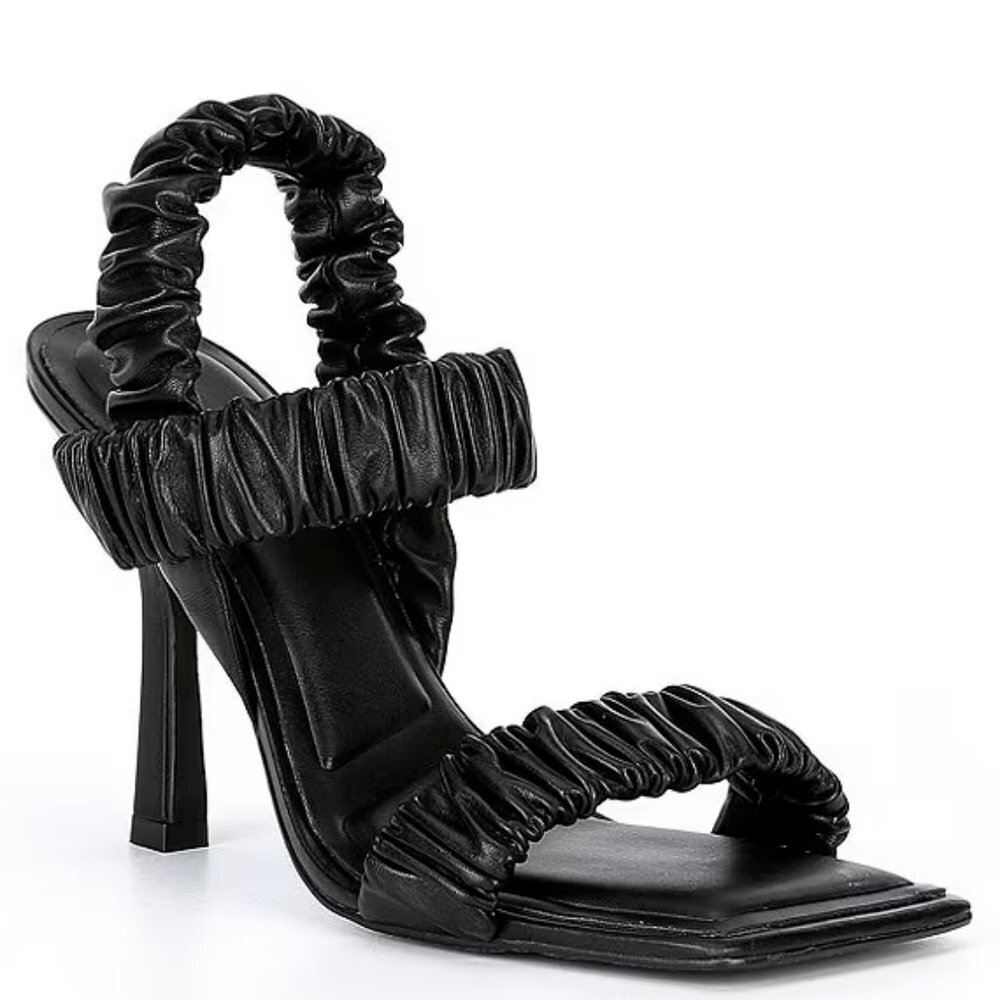 NEW Size 6 Womens Gianni Bini Vanya Scrunched Stiletto Heeled Sandals Black